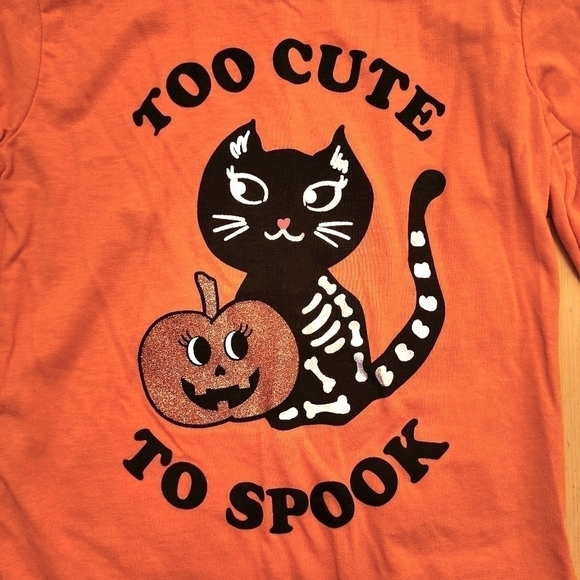 NWT Way To Celebrate Halloween Orange Long Sleeve "TOO CUTE TO SPOOK" Girls 4/5 - Picture 5 of 11